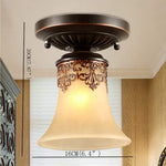 5 Light Bending Metal Bar Upside Down Glass Shade Vintage Chandelier Ceiling Light