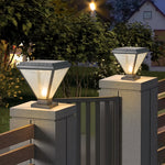 Modern Outdoor Pillar Light with LED Warm Glow, Black Aluminum