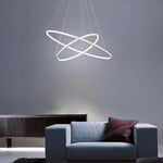 Modern Led Chandelier Minimalist 2 Ring Geometric Lights With Adjustable Height