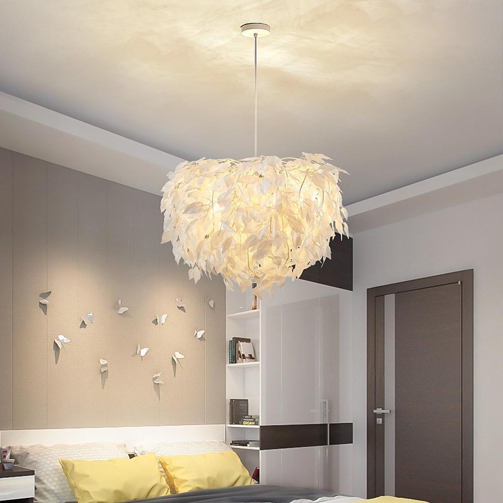 Modern Scandinavian Fabric Pendant Light White Gold Led Dimmable 24