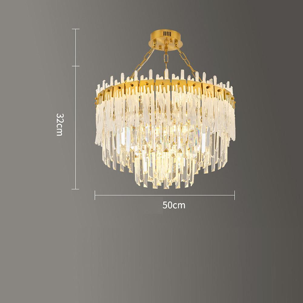 Nordic Style Round Gold Crystal Chandelier 16 Cord Gold Neutral Light