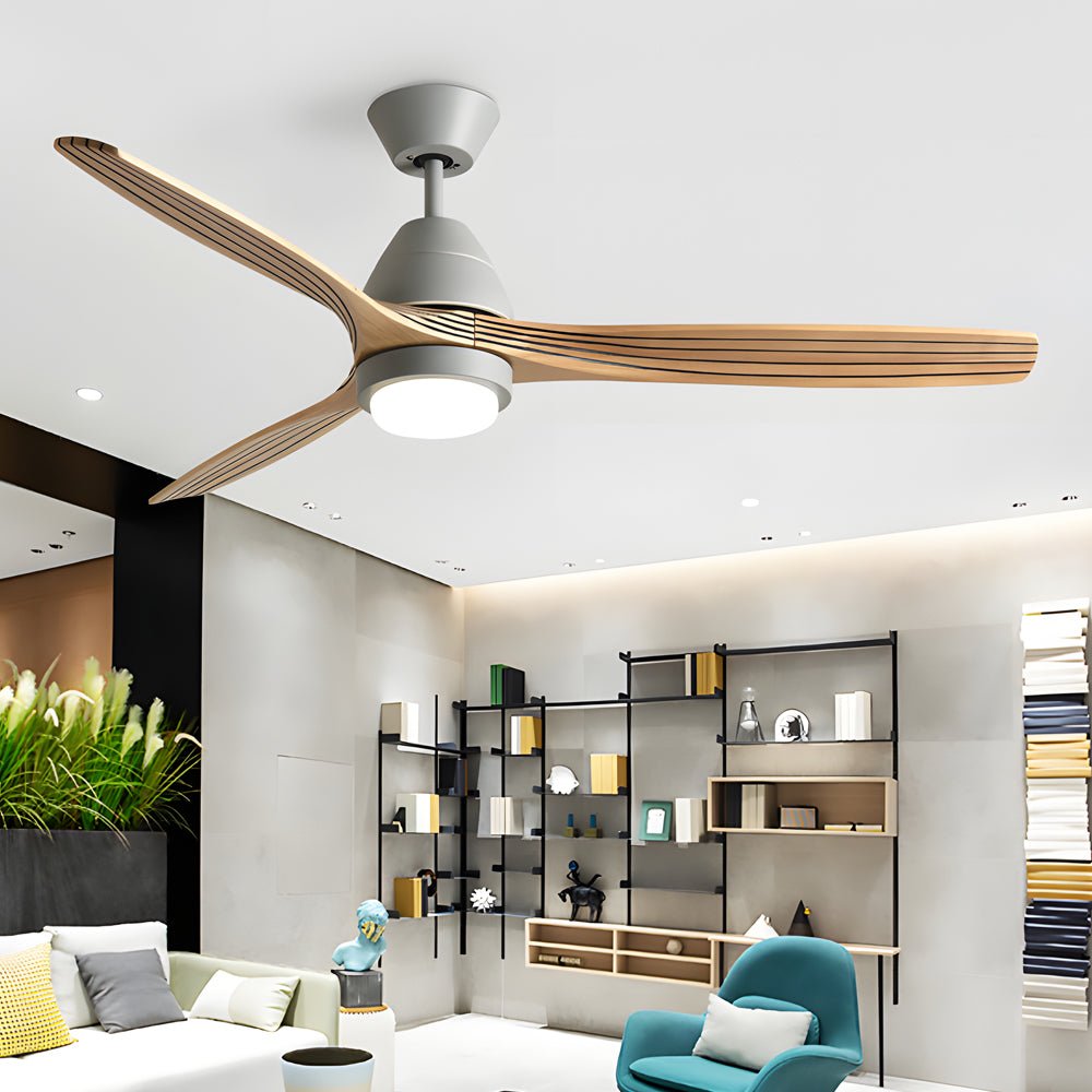 Nordic 52-Inch Wooden Ceiling Fan with LED Light and Remote