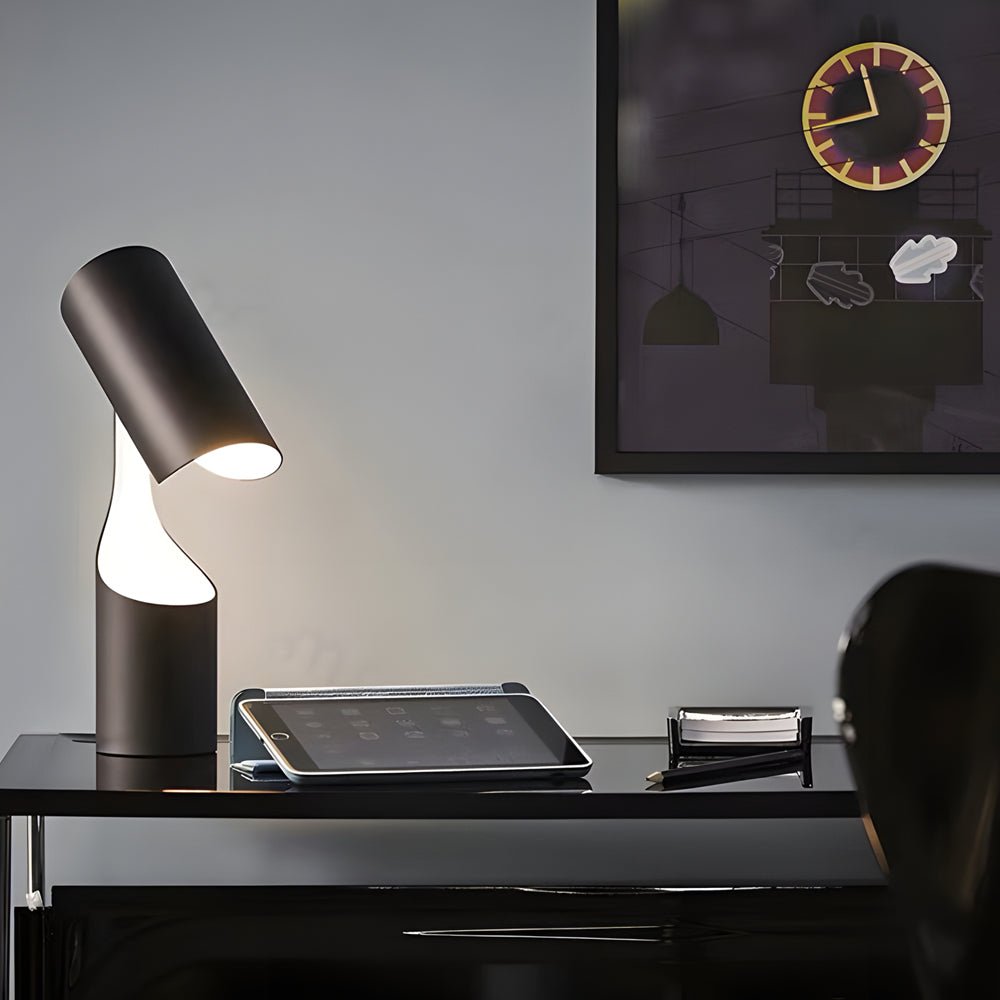 Cylinder LED Desk Lamp in Matte Black for Modern Home Office