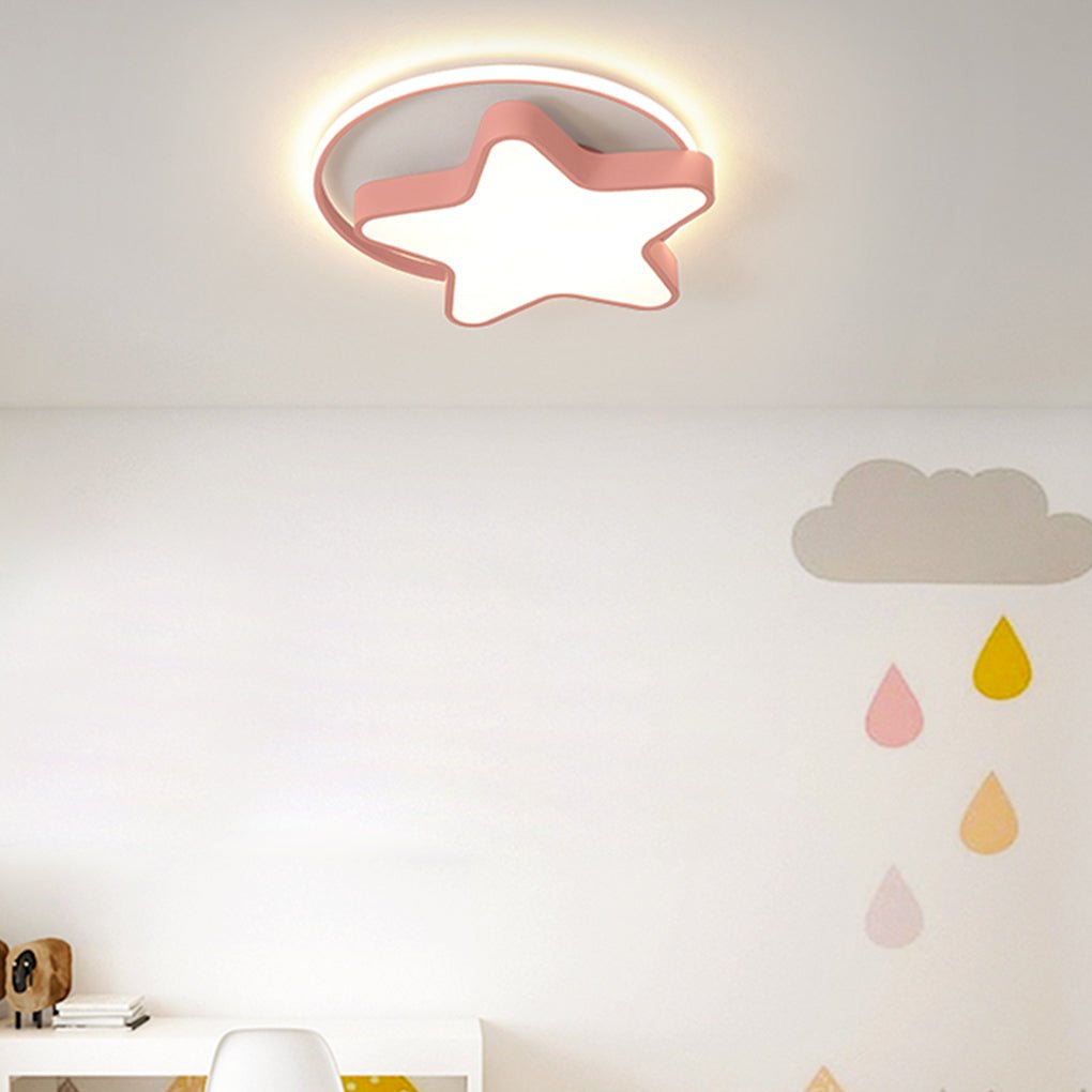 Nordic Creative Five Pointed Star Design Three Color Dimming Led Ceiling Lamp