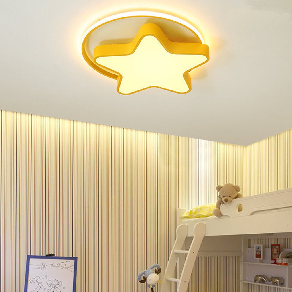 Nordic Creative Five Pointed Star Design Three Color Dimming Led Ceiling Lamp
