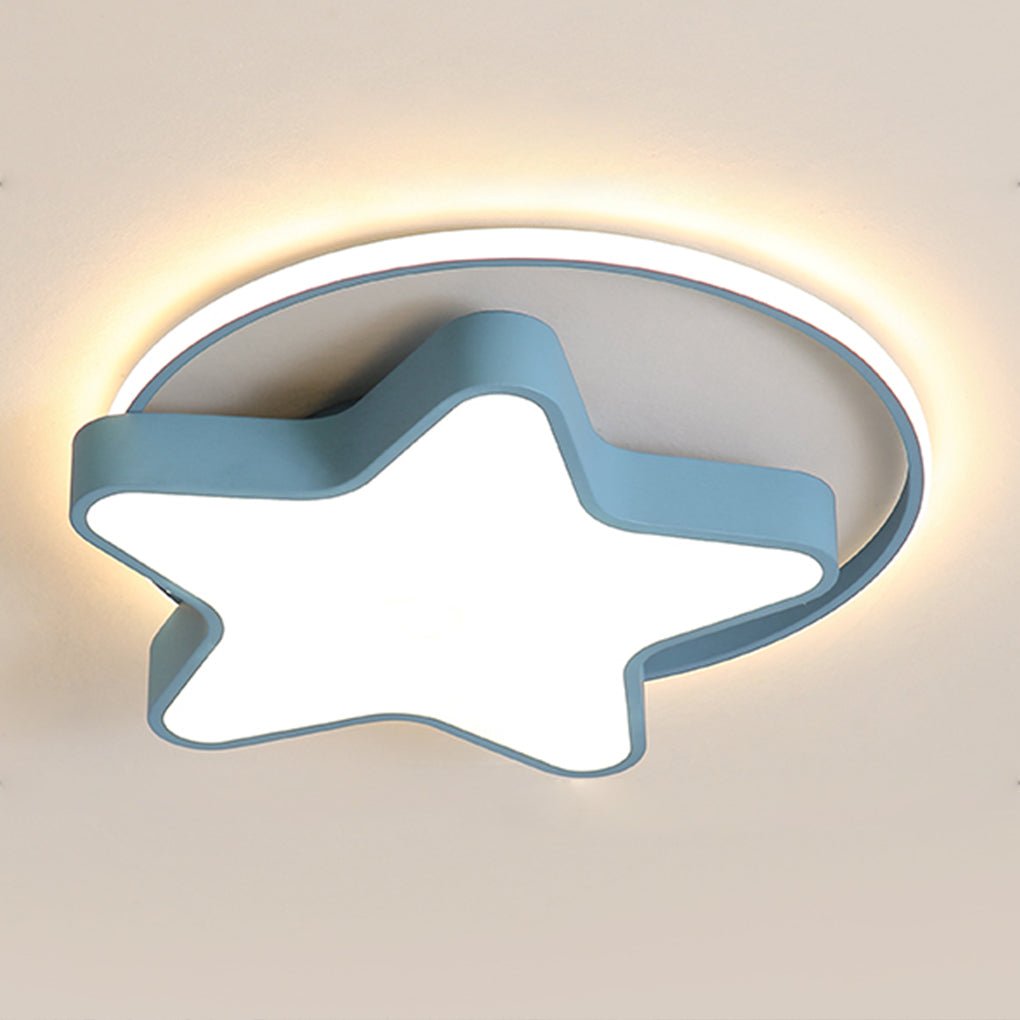 Nordic Creative Five Pointed Star Design Three Color Dimming Led Ceiling Lamp