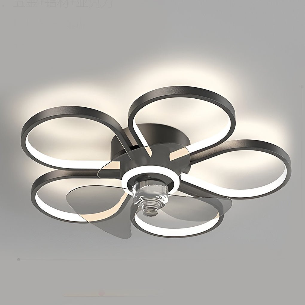 Nordic Flower Ceiling Fan Light Dimmable Led Flush Mount Ceiling Fan Lamp