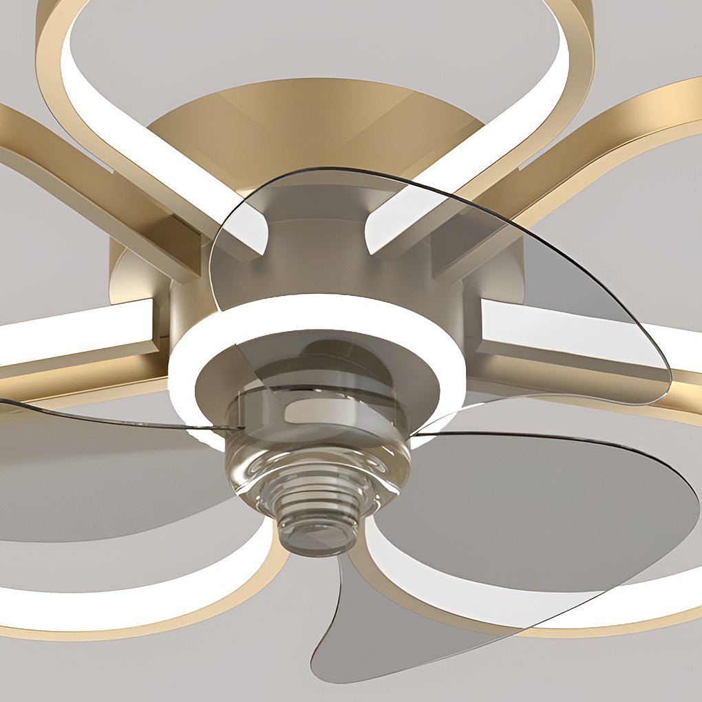 Nordic Flower Ceiling Fan Light Dimmable Led Flush Mount Ceiling Fan Lamp