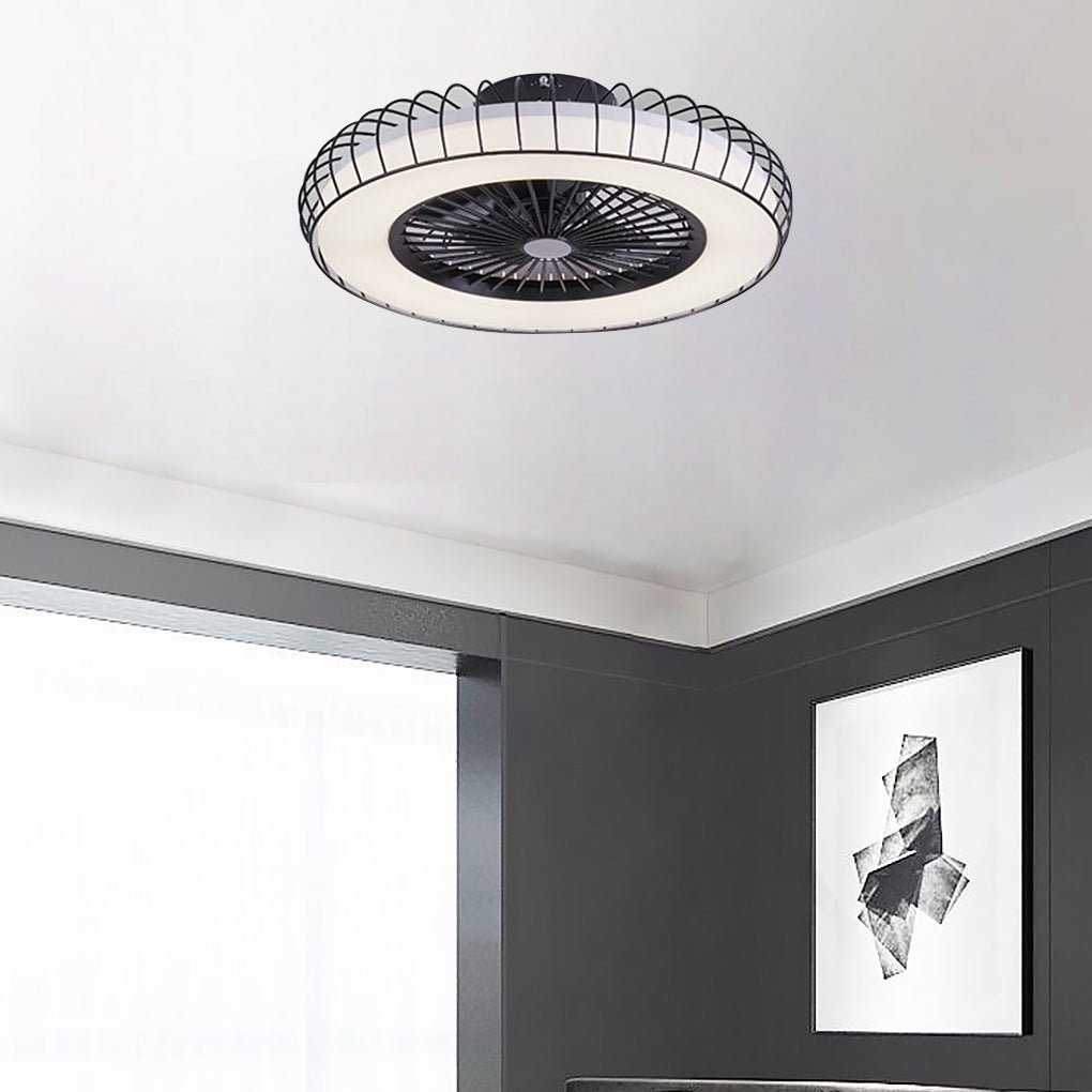 Nordic Invisible Fan Blades Stepless Dimming Integrated Ceiling Fan Lamp