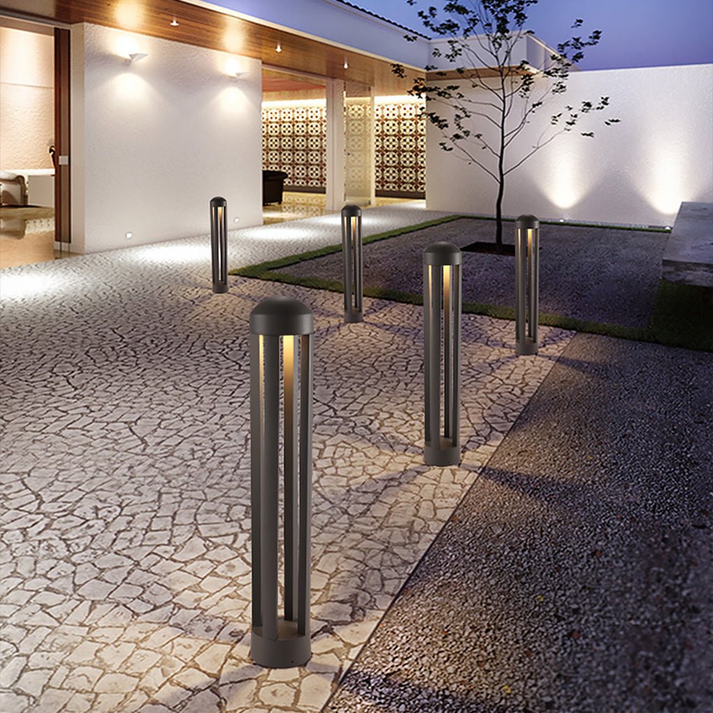Minimalist Four-Post LED Bollard Light for Modern Landscapes