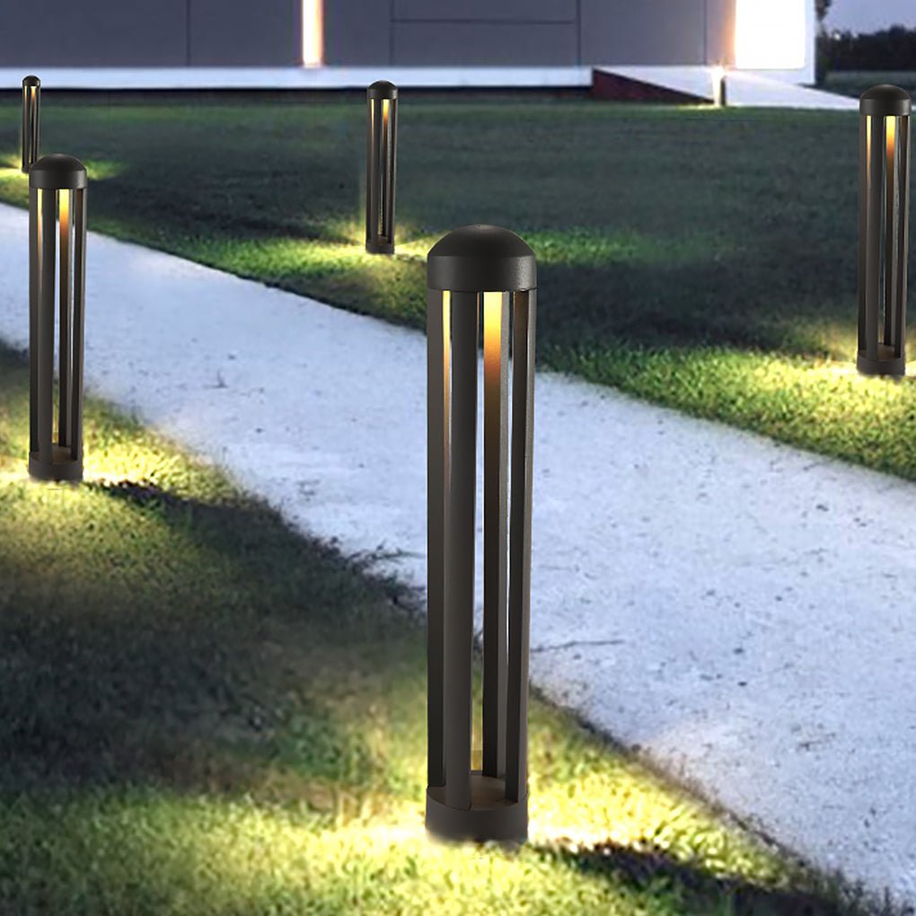Minimalist Four-Post LED Bollard Light for Modern Landscapes
