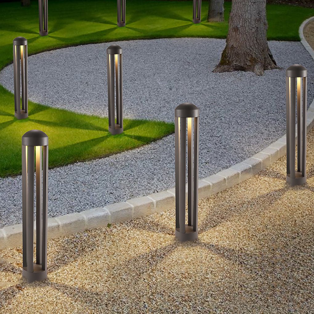 Minimalist Four-Post LED Bollard Light for Modern Landscapes