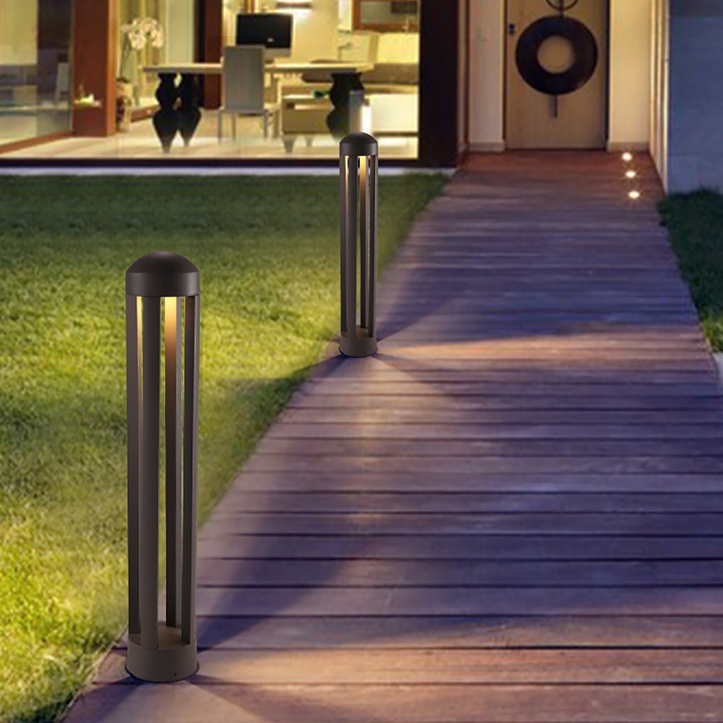 Minimalist Four-Post LED Bollard Light for Modern Landscapes