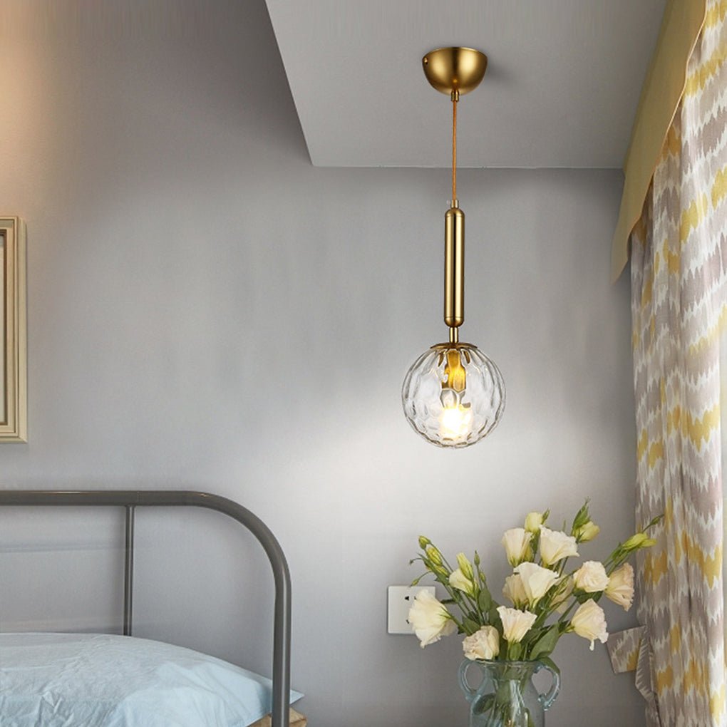 Nordic Minimalist Water Pattern Glass Led Pendant Light For Bedroom Bedside Bar