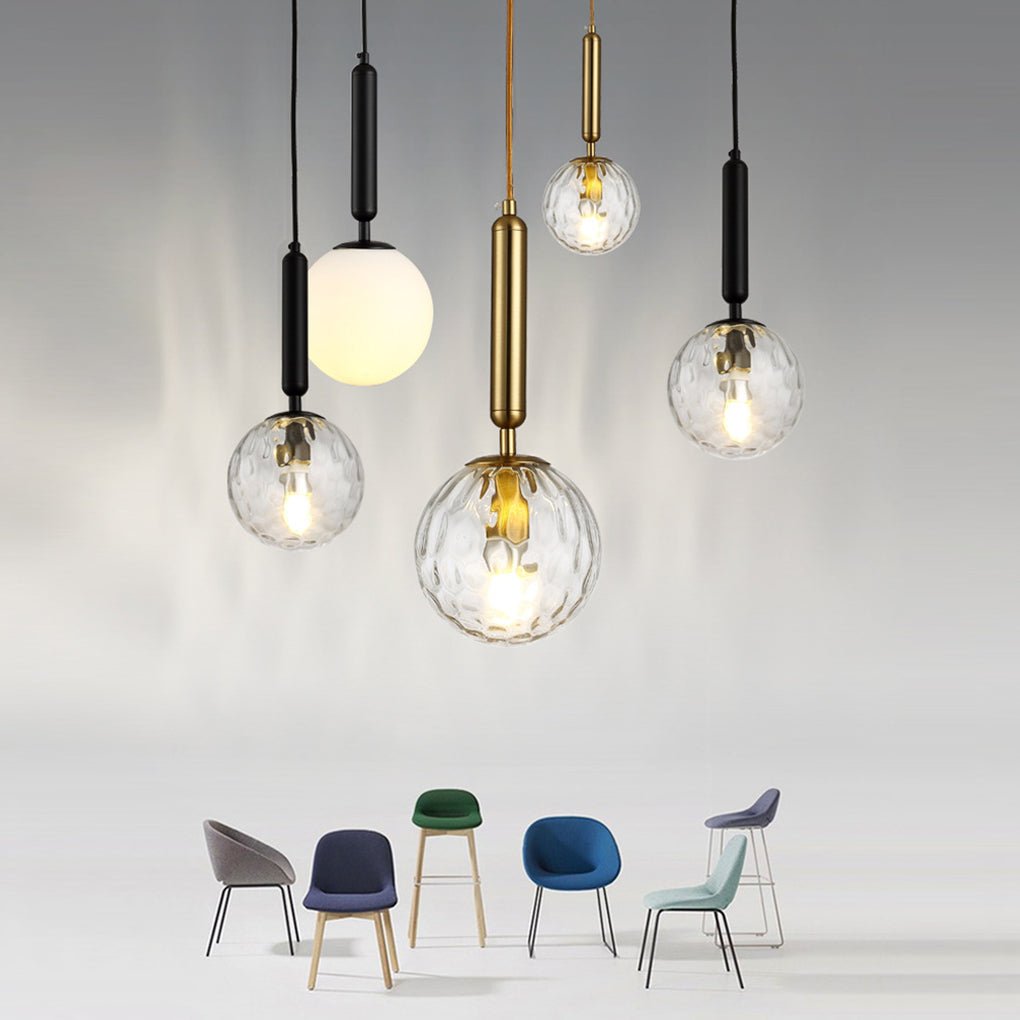 Nordic Minimalist Water Pattern Glass Led Pendant Light For Bedroom Bedside Bar