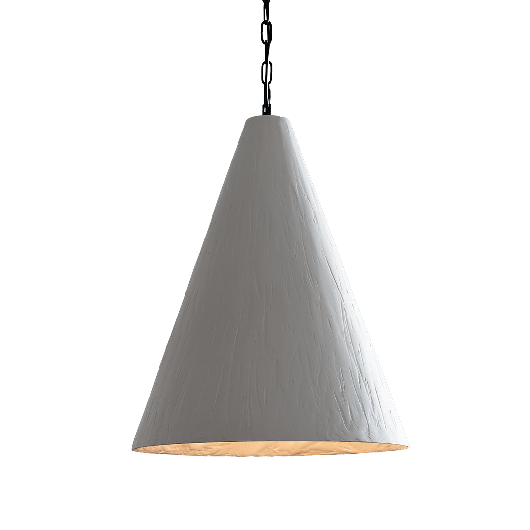 Nordic Plaster Pendant Light with Adjustable Chain, White LED Ceiling Lamp