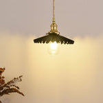 Nordic Vintage Ceramic Pleated Design Brass Led Pendent Lighting For Bedside Dining Table