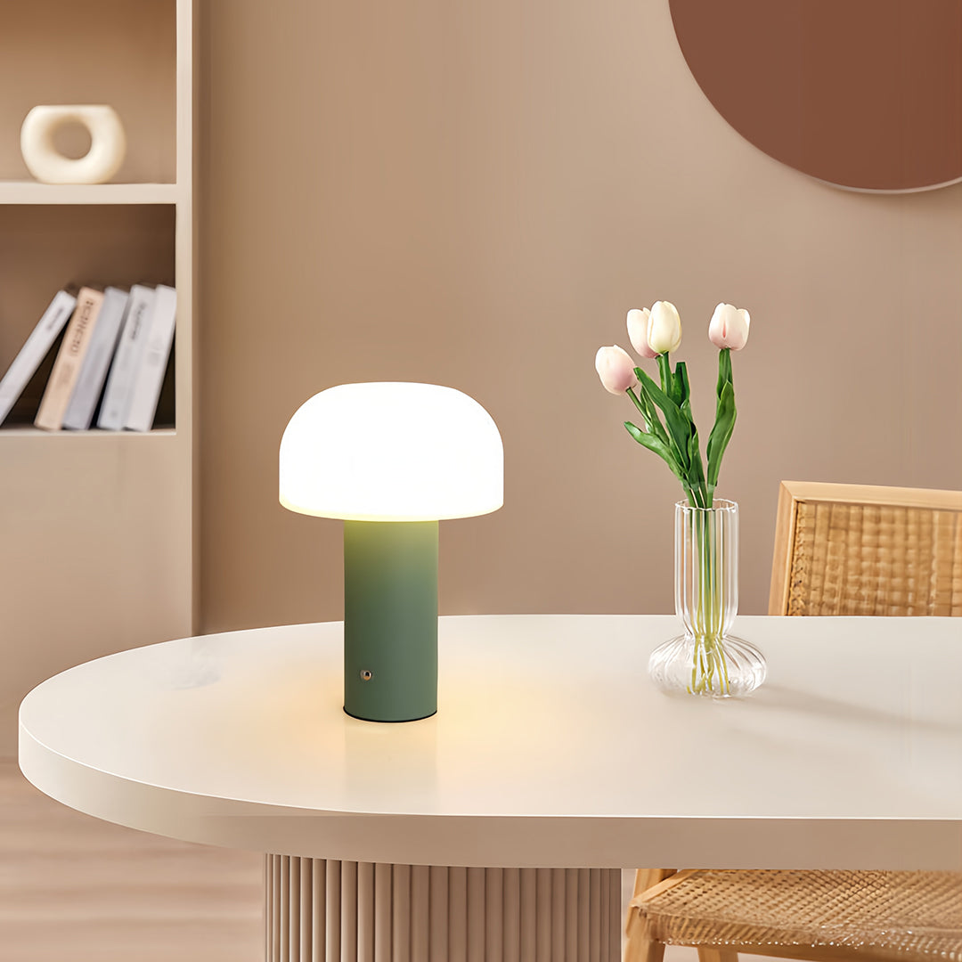 Mushroom Table Lamp with Iron Base and Rotomolded Shade