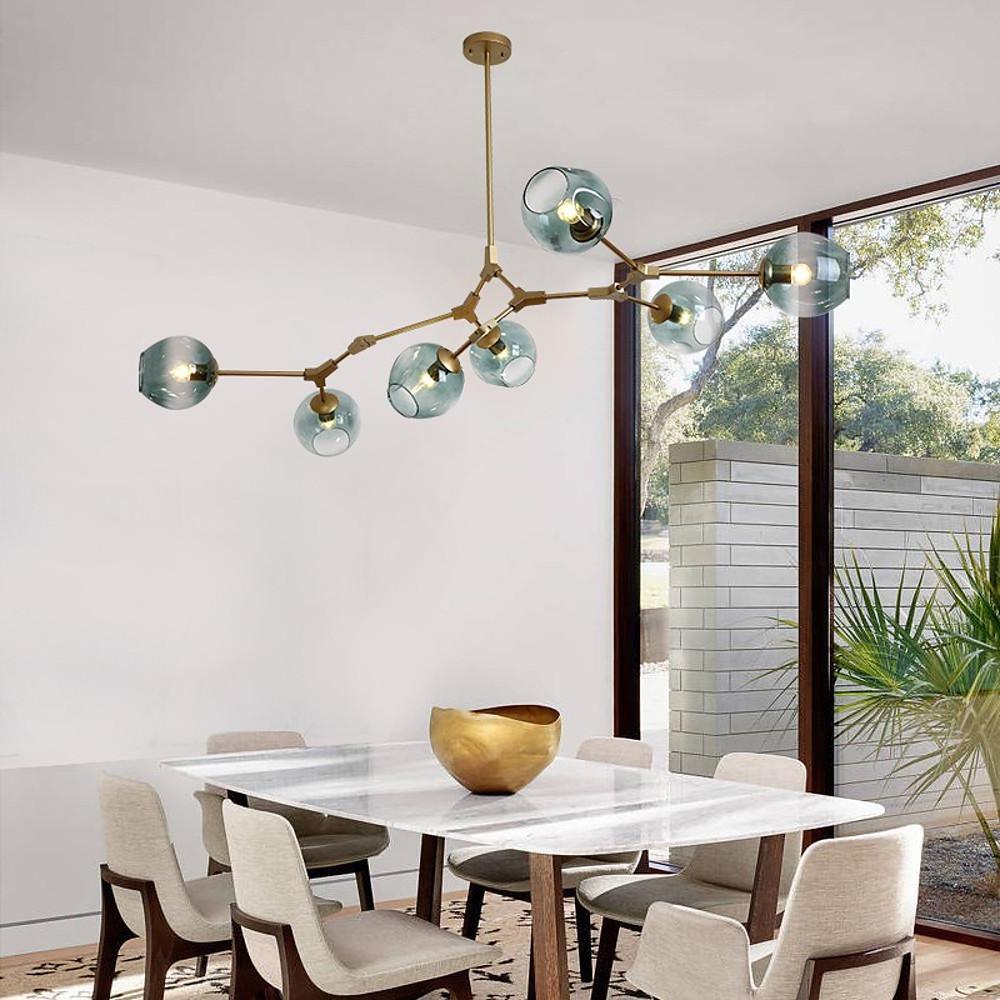 Globe Sputnik Industrial Glass Chandelier Modern Lighting With Customizable Color Shades