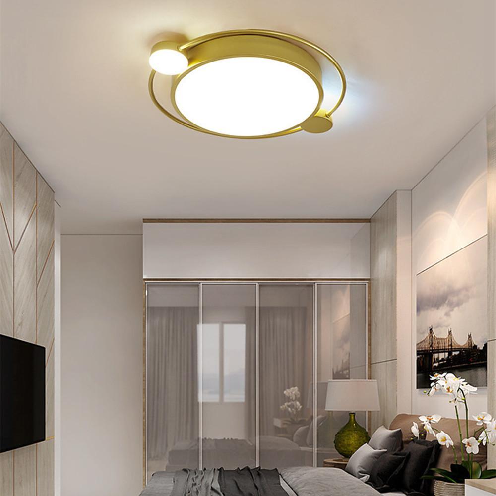 Modern Flush Mount Ceiling Light Dual Round Light Design In Gold And Black Finishes