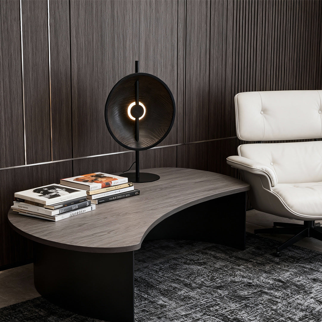 Modern Wood Table Lamp with Warm LED Light for Bedroom and Living Room