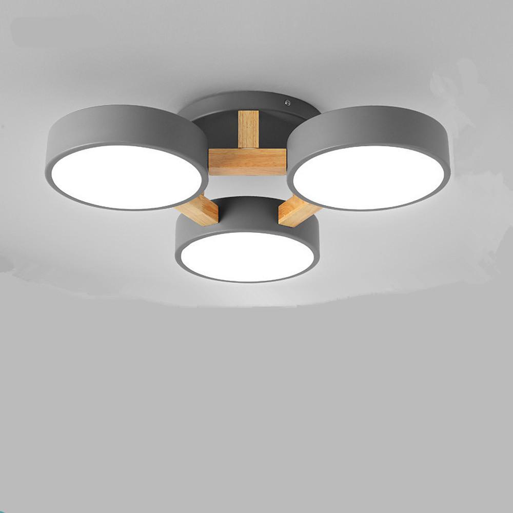 Aurelia Trio LED Flush Mount Ceiling Light in Metal and Wood