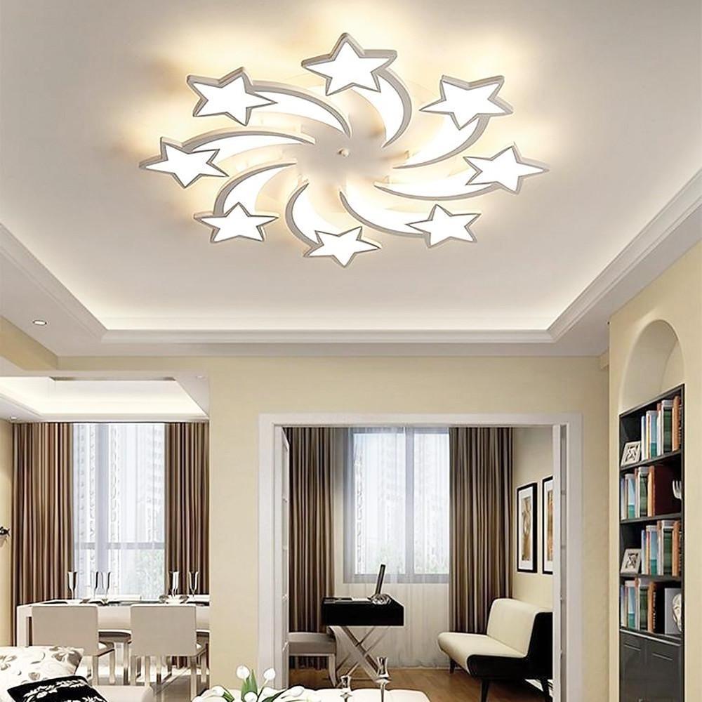Celestial Shooting Stars Flush Mount Ceiling Light Led Dimmable White 5 To 15 Star Lights