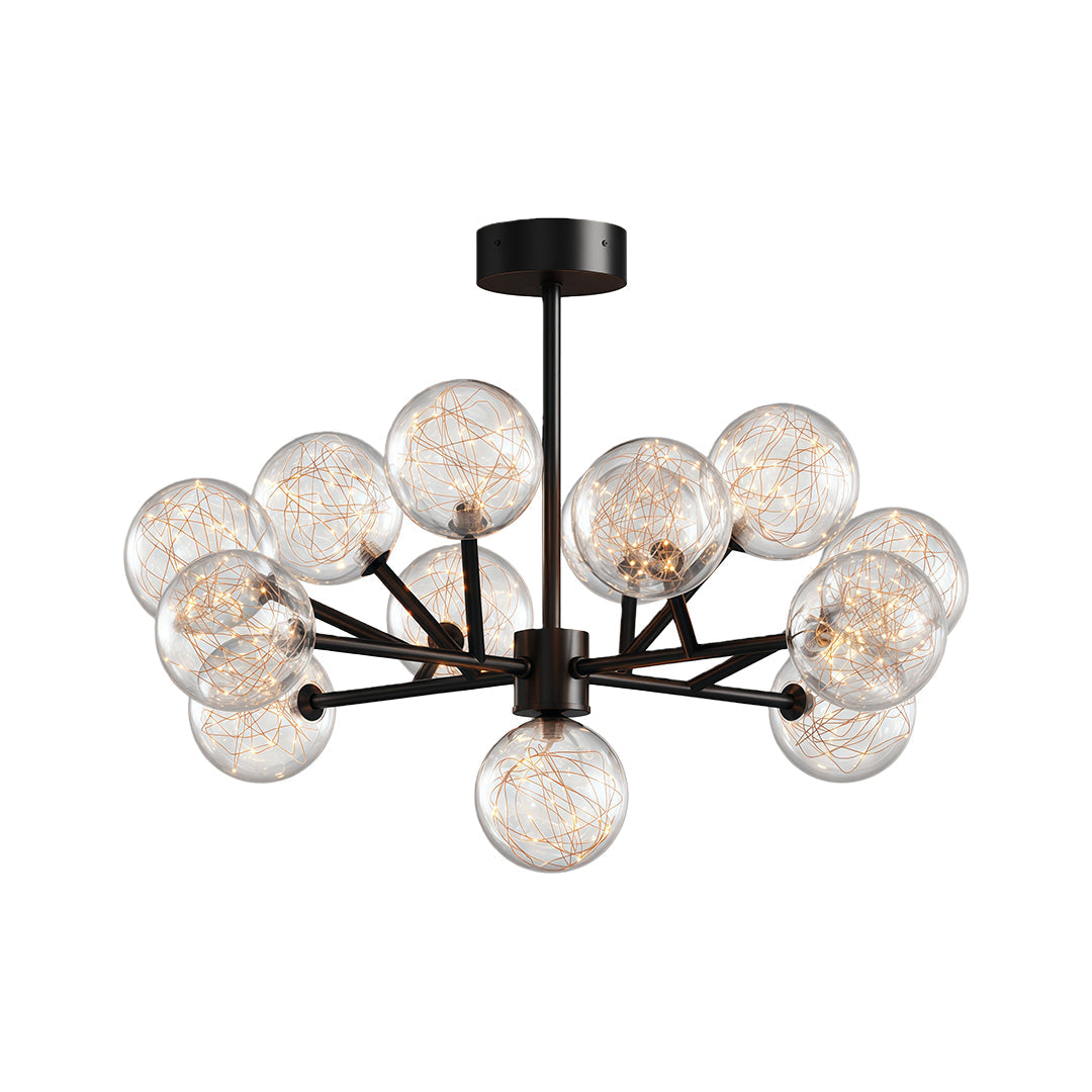 Celestial Glass Globe Chandelier – Modern Molecular LED Pendant for Dining and Living Spaces