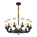 Lumière Cascade: Modern Copper Glass Drop Chandelier for Elegant Interiors