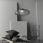 Smoked Glass Pendant Light with Distressed Metal Accent