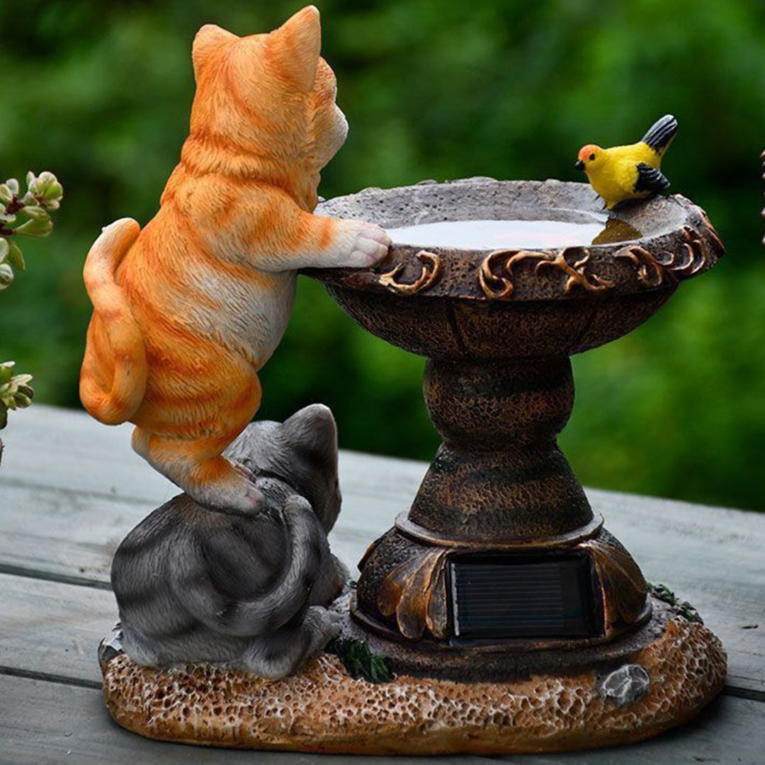 Handcrafted Resin Cat Solar Garden Lights with Warm LED Glow