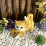 Handcrafted Resin Cat Solar Garden Lights with Warm LED Glow