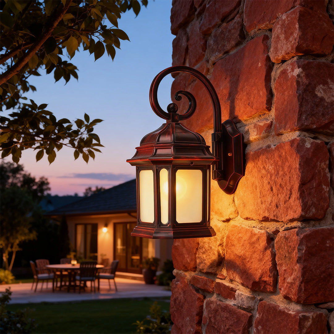 European Cast Aluminum Outdoor Wall Sconce with Clear Glass Shade