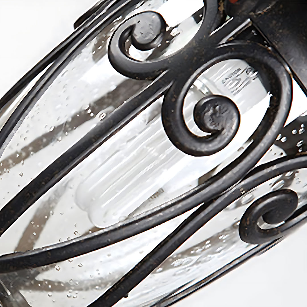 European-Style Black Aluminum Pendant Light with Glass Shade for Outdoor & Indoor Use