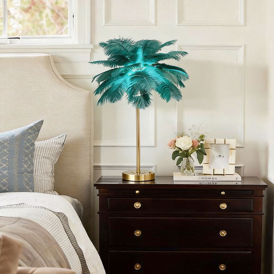 Aurelia Feather Table Lamp – Nordic Designer Night Light with Touch Control