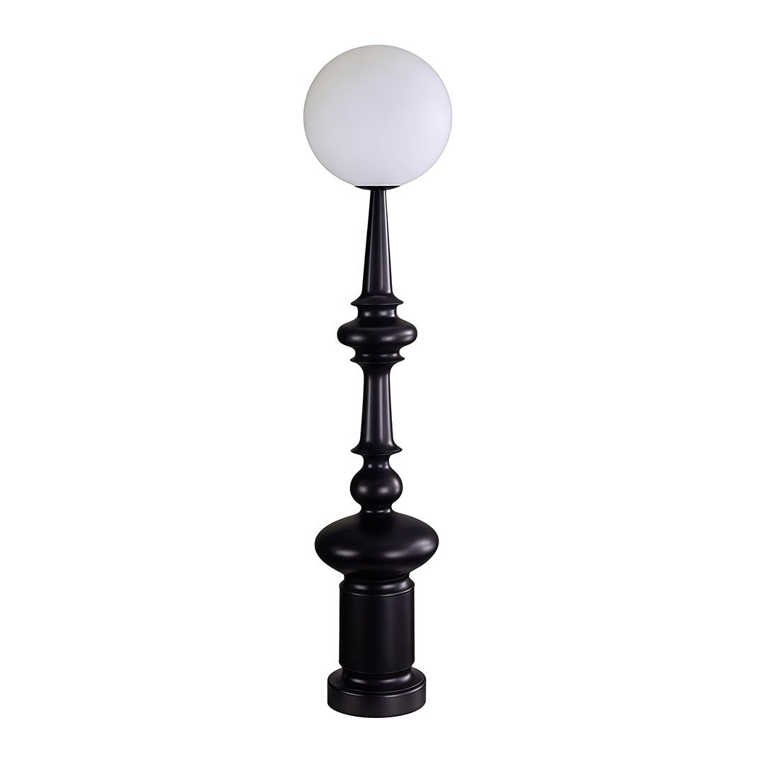 Roman Column Outdoor Floor Lamp – Vintage Black LED Landscape Lighting