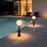 Roman Column Outdoor Floor Lamp – Vintage Black LED Landscape Lighting