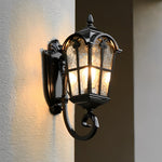 Vintage Glass Outdoor Wall Light – Black European-Style Waterproof Sconce