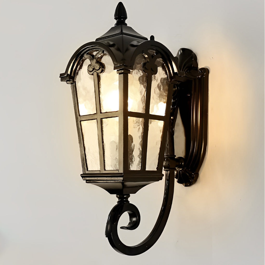 Vintage Glass Outdoor Wall Light – Black European-Style Waterproof Sconce
