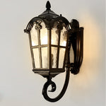 Vintage Glass Outdoor Wall Light – Black European-Style Waterproof Sconce