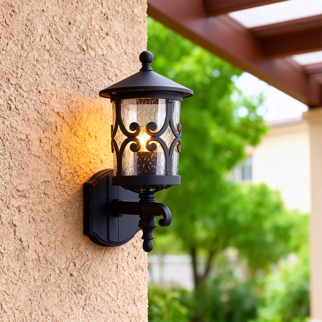 Aurelia Outdoor Wall Sconce in Matte Black with Clear Glass