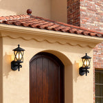 European Outdoor Wall Sconce in Sand Black Aluminum with Clear Glass