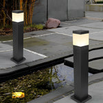 Modern Square Outdoor Bollard Light in Black with Warm White LED