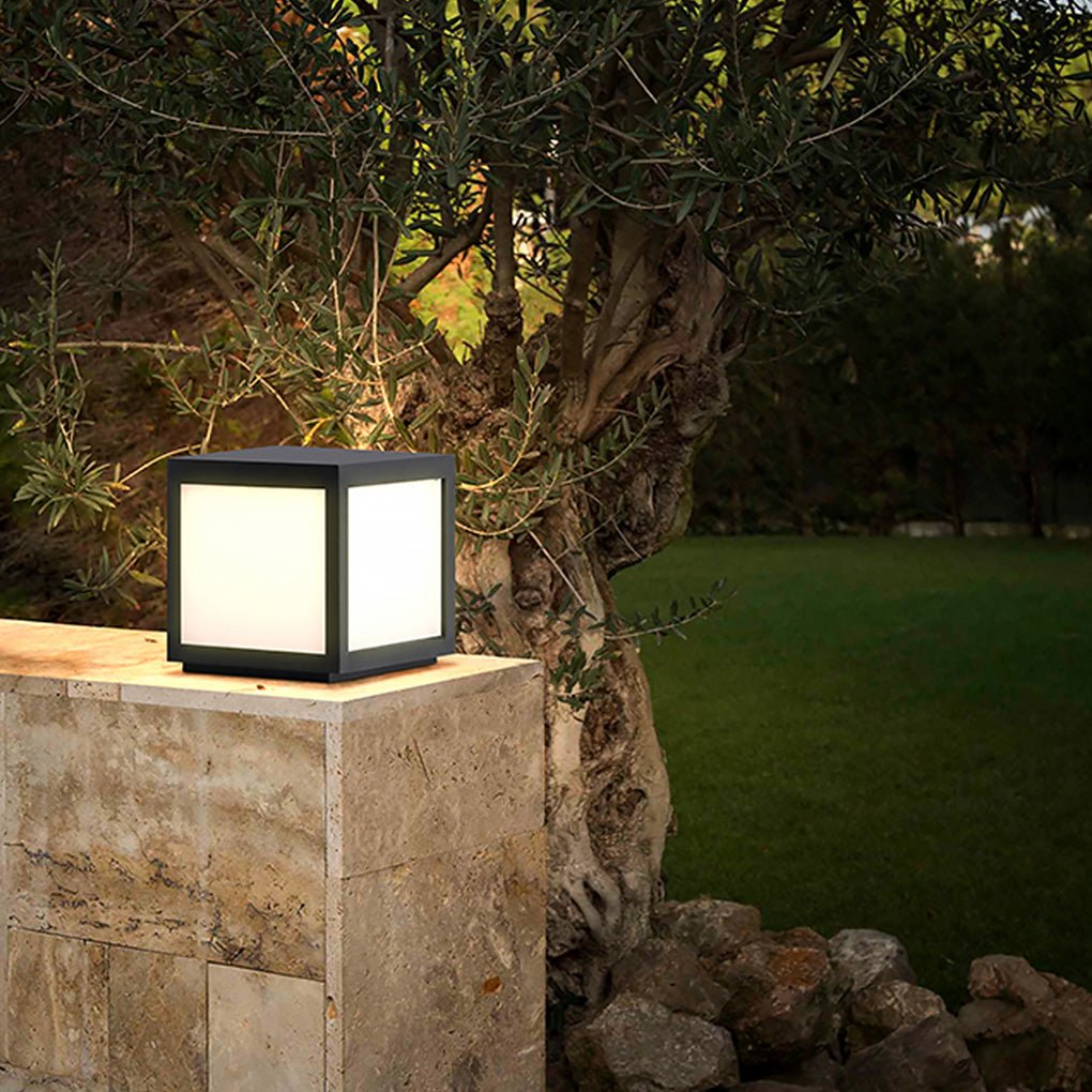 Black Square Cube Outdoor Post Led Pier Mount Light