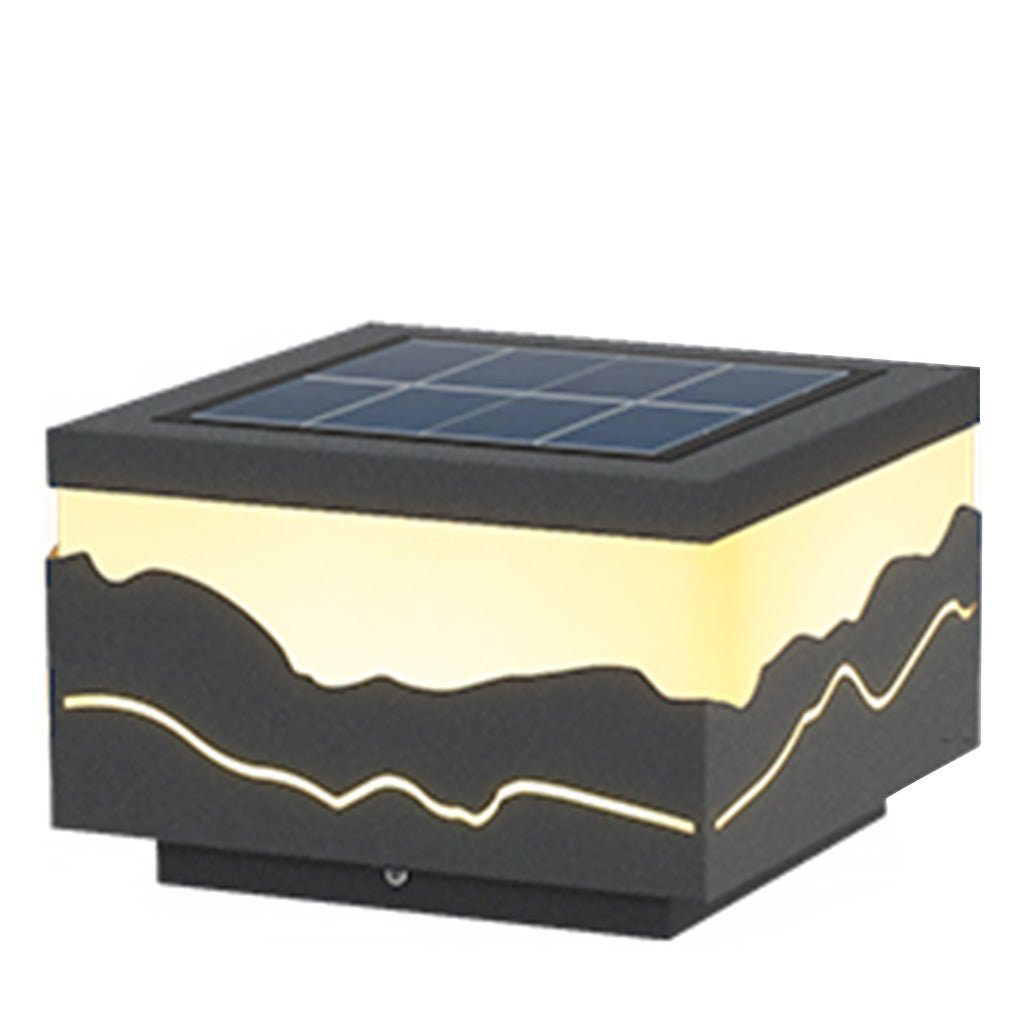 Outdoor Fence Post Light Solar Waterproof Led Mountains Peaks Landscape Decorative Lighting