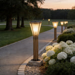 Antique Copper LED Path Light with Clear Glass Shade for Modern Gardens