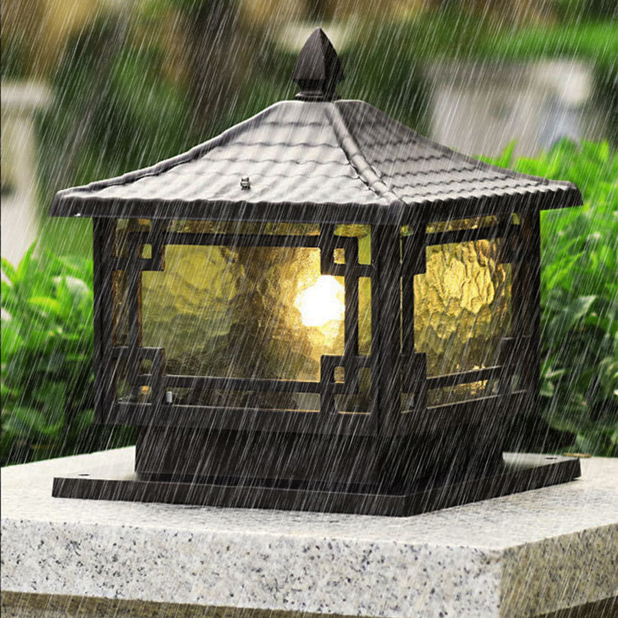 European Solar Pillar Lights for Garden, Waterproof Aluminum Fence Lamp