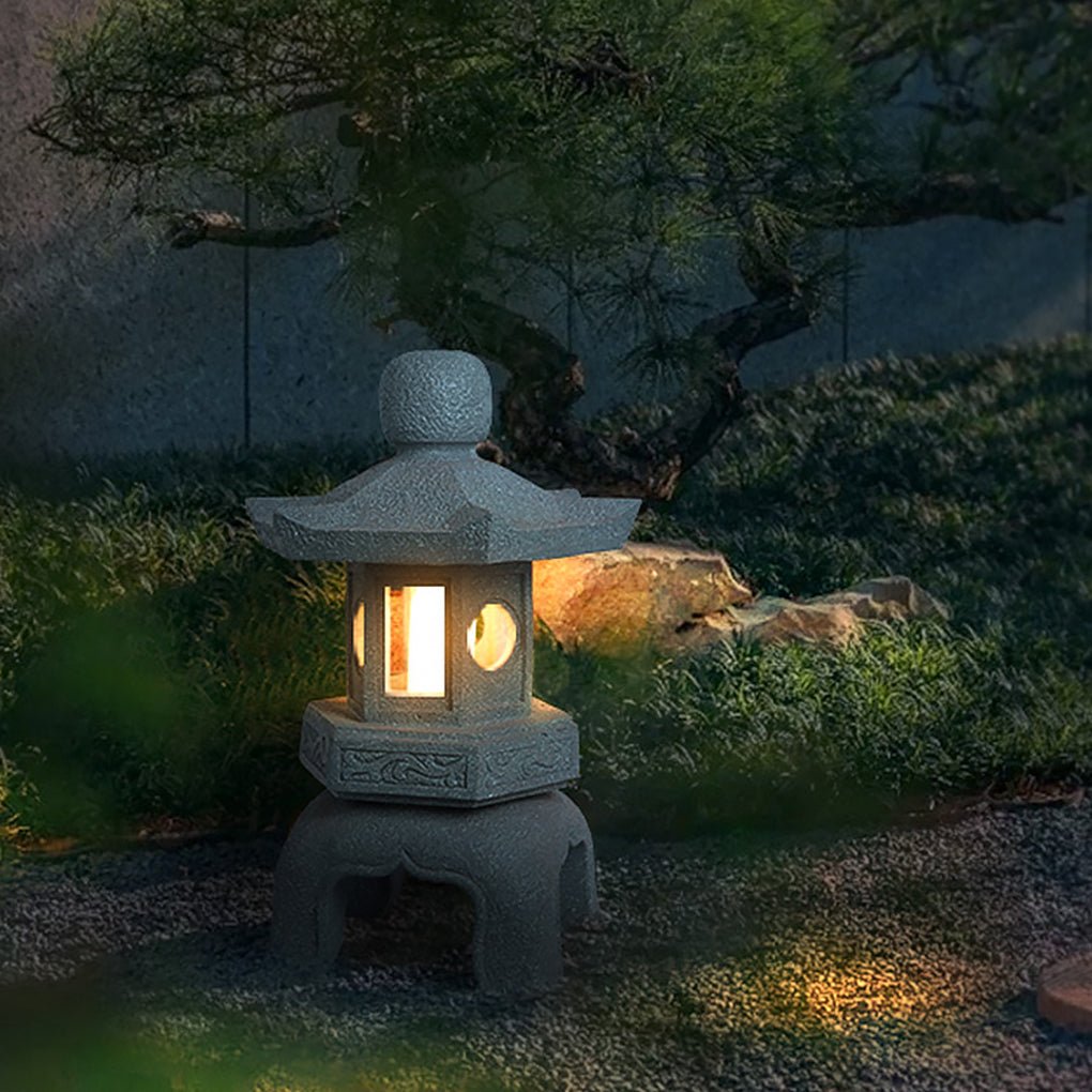 Stone Tower Outdoor Garden Light – Rustic Modern Landscape Lamp