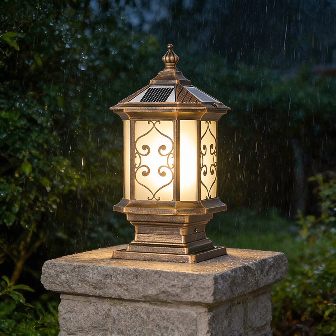 European-Style Outdoor Pillar Lanterns for Gate and Garden, Waterproof Die-Cast Aluminum