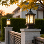 European-Style Outdoor Pillar Lanterns for Gate and Garden, Waterproof Die-Cast Aluminum